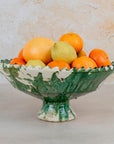 Handmade Tamegroute Bowl - Green (Half-Glazed Splatter)