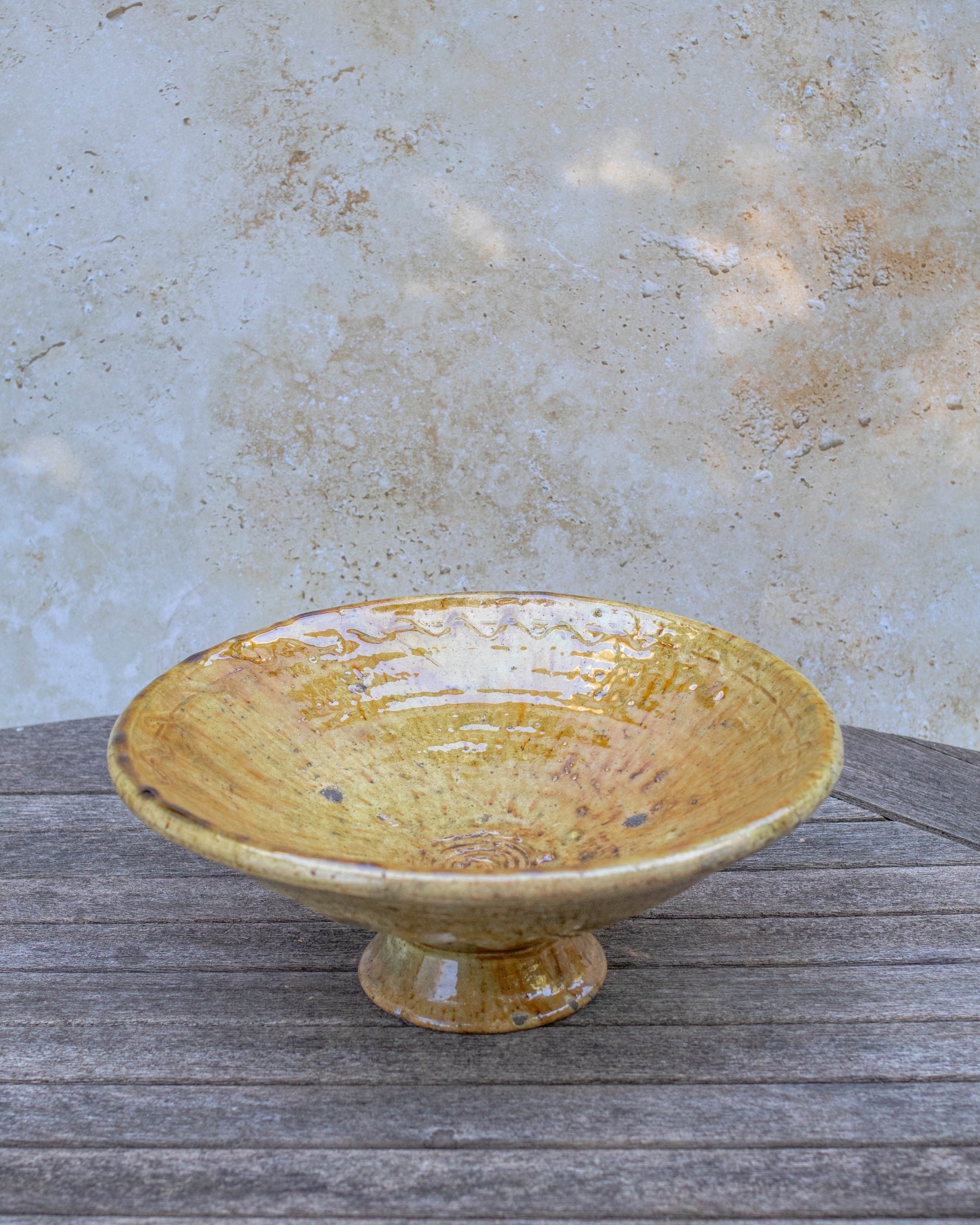 Tamegroute Yellow Ochre Pedestal Bowl