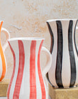 Handmade Striped Ceramic Jug - Red