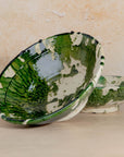 Handmade Tamegroute Bowl - Green (Half-Glazed Splatter)
