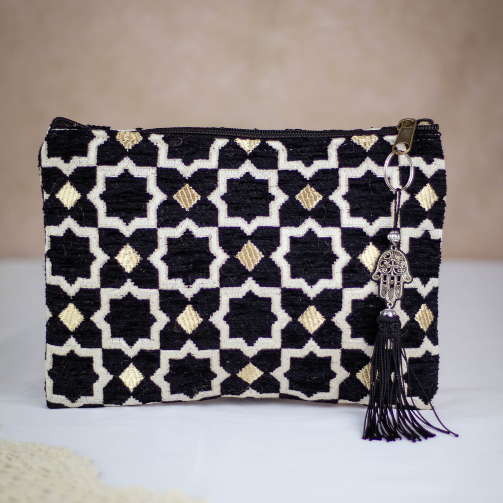 Tassel Clutch in Black - Sleek Party Purse with Zip