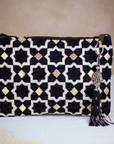 Tassel Clutch in Black - Sleek Party Purse with Zip