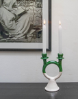 Handmade Green Ceramic Glazed Candlestick Candleholder