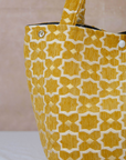 Moroccan Brocade Velvet and Gold Threads Tote Bag in Saffron Yellow