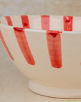 Handmade Moroccan Ceramic Bowl - Red Stripes