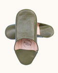 Moroccan Babouche Slippers, Olive