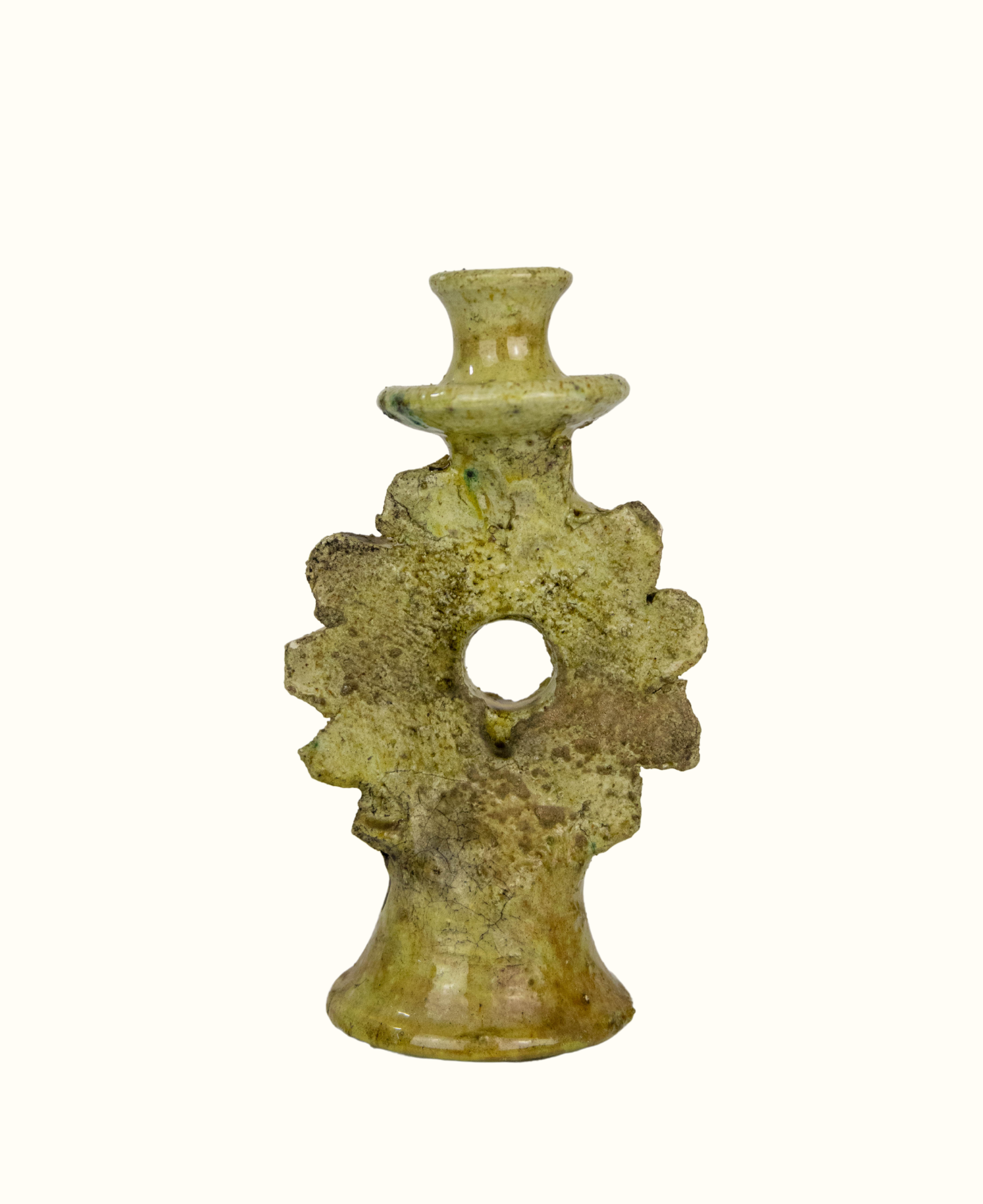 Handmade Tamegroute Shaded Ochre Candlestick Holder