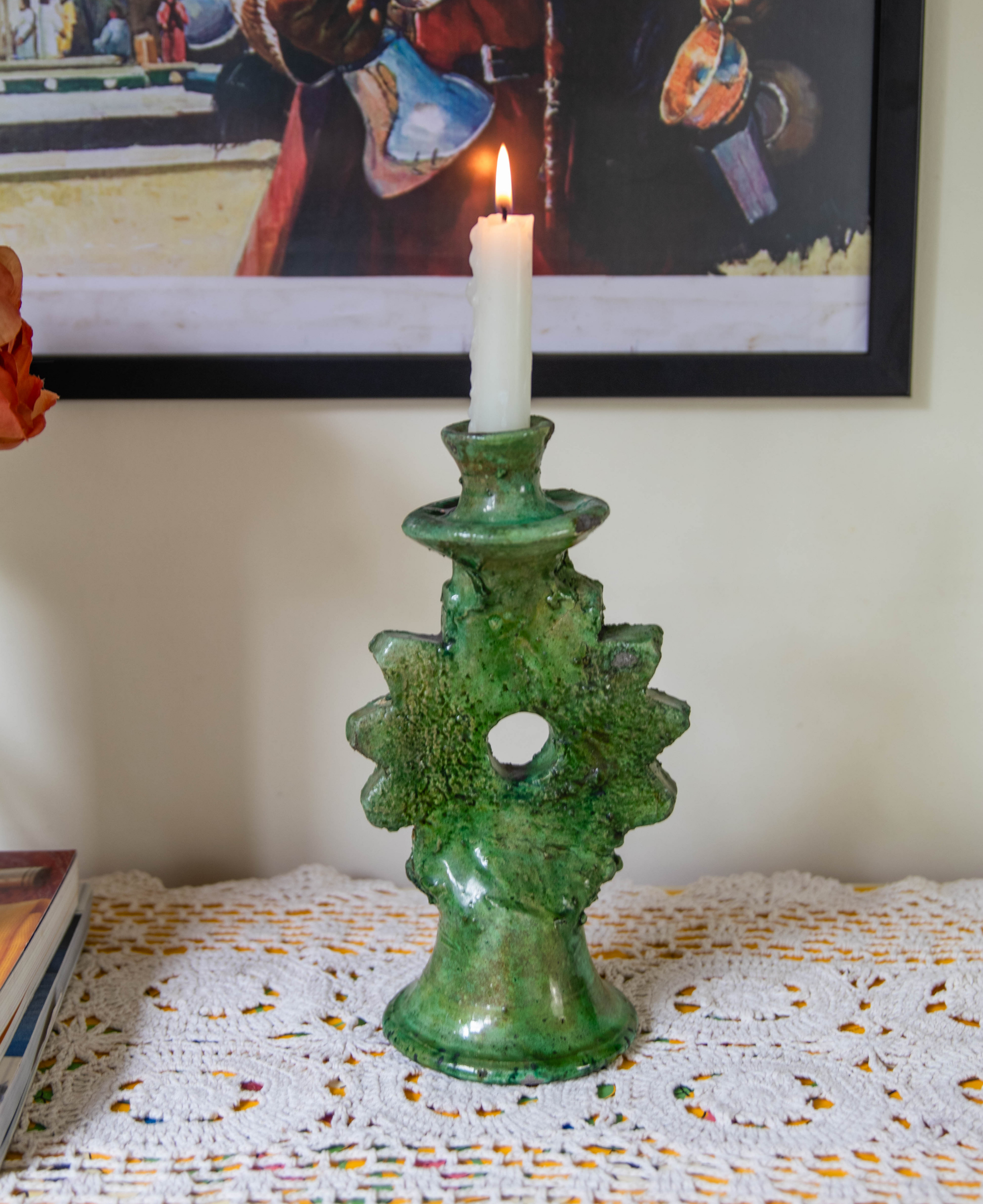Handmade Moroccan Vintage Tamegroute Shaded Candlestick Holder