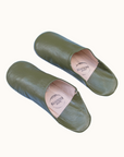 Moroccan Babouche Slippers, Olive