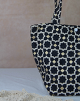 Moroccan Brocade Velvet and Gold Threads Tote Bag in Black