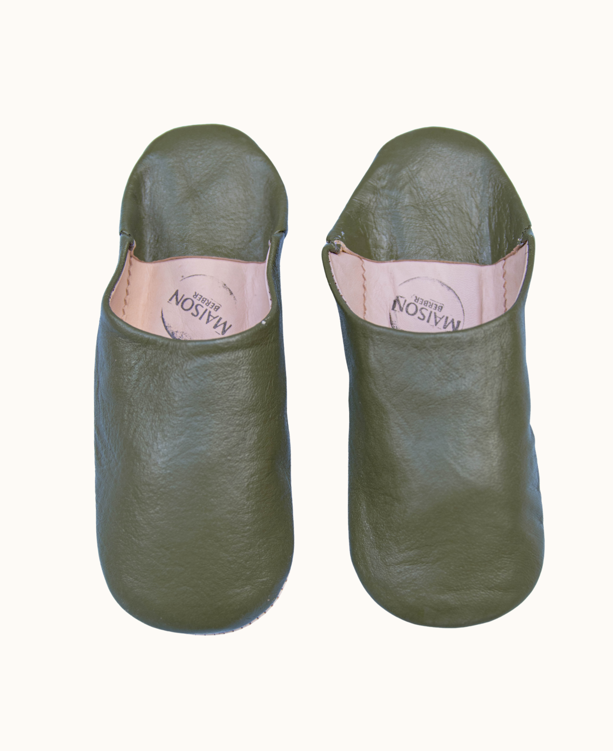 Moroccan Babouche Slippers, Olive