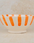 Handmade Moroccan Ceramic Bowl - Orange Stripes