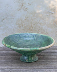 Handmade Tamegroute Sculptural Pedestal Bowl - Green