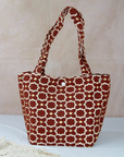 Moroccan Brocade Velvet and Gold Threads Tote Bag in Brown