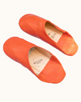 Moroccan Babouche Slippers, Tangerine