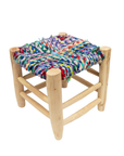 Moroccan Handmade Stool with Boucherouite