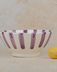 Handmade Moroccan Ceramic Bowl - Purple Stripes