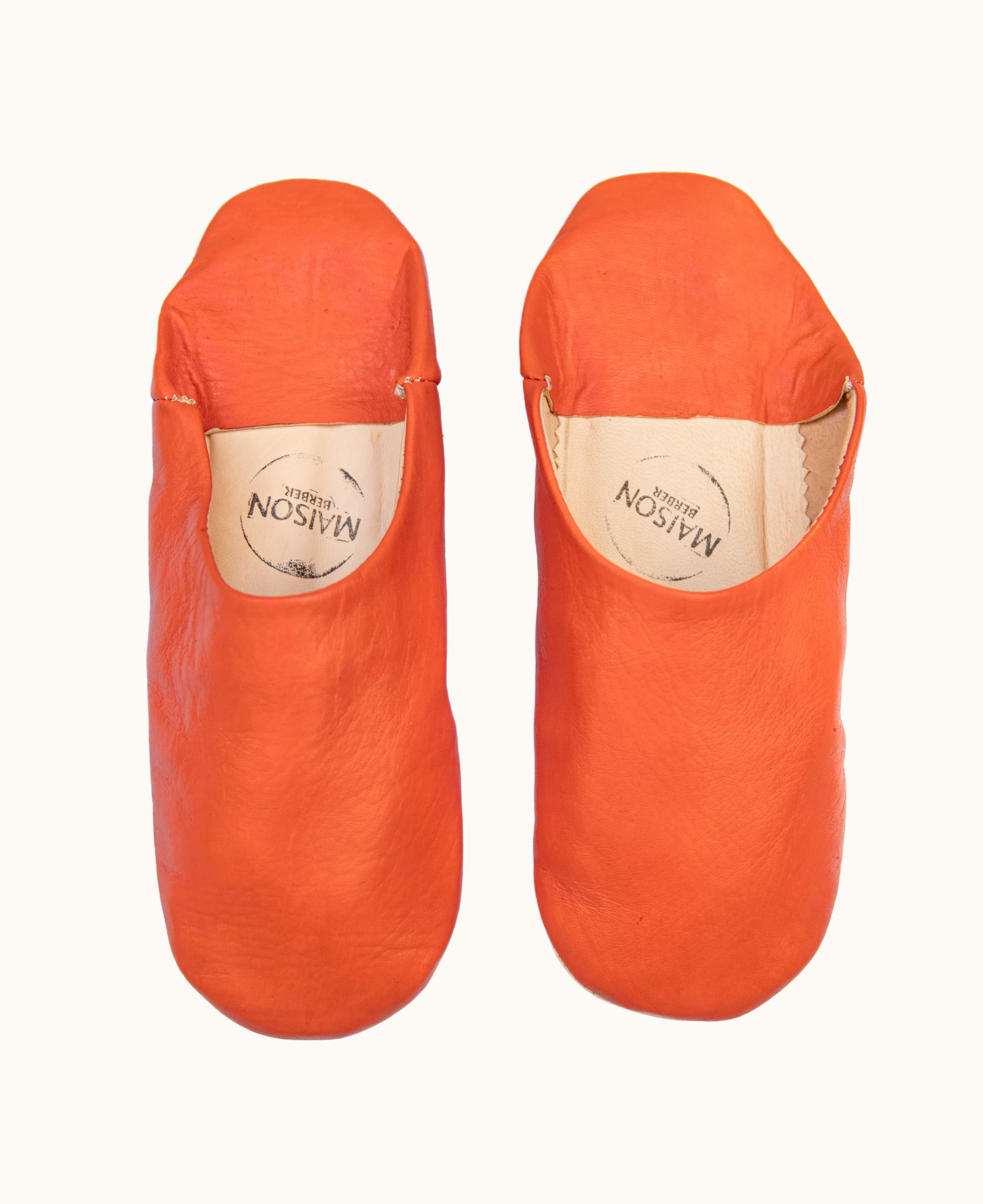 Moroccan Babouche Slippers, Tangerine