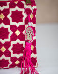 Tassel Clutch in Red - Sleek Party Purse with Zip