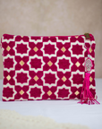 Tassel Clutch in Red - Sleek Party Purse with Zip