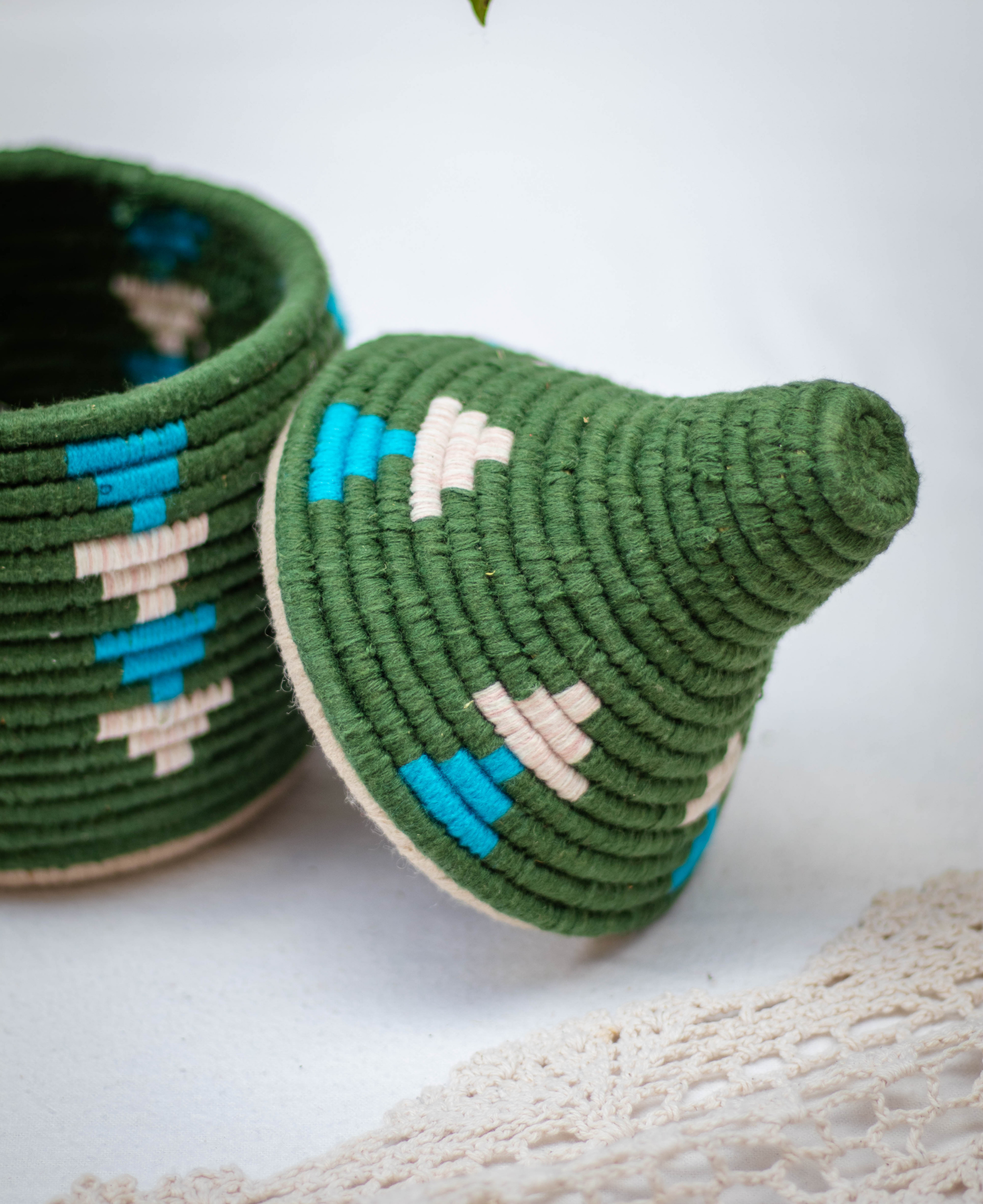 Hand-Woven Moroccan Wool Pot - 026