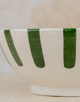 Handmade Moroccan Ceramic Bowl - Green Stripes