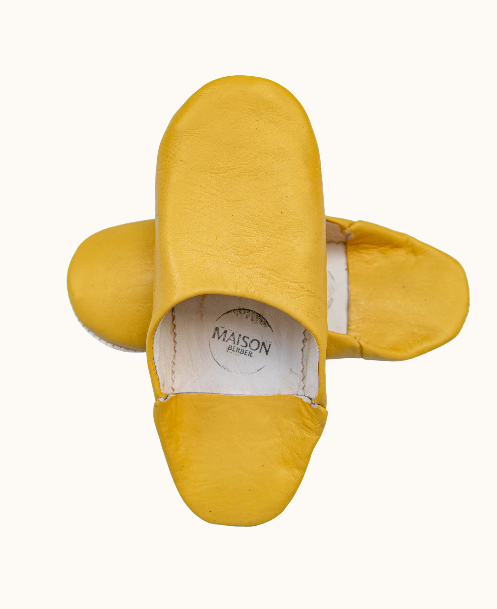Moroccan Babouche Slippers, Yellow