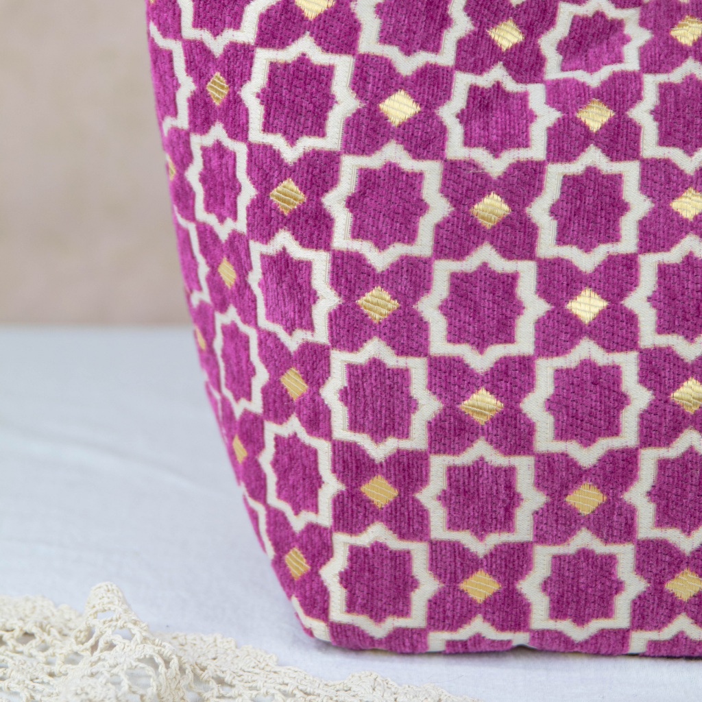 Moroccan Brocade Velvet and Gold Threads Tote Bag in Purple