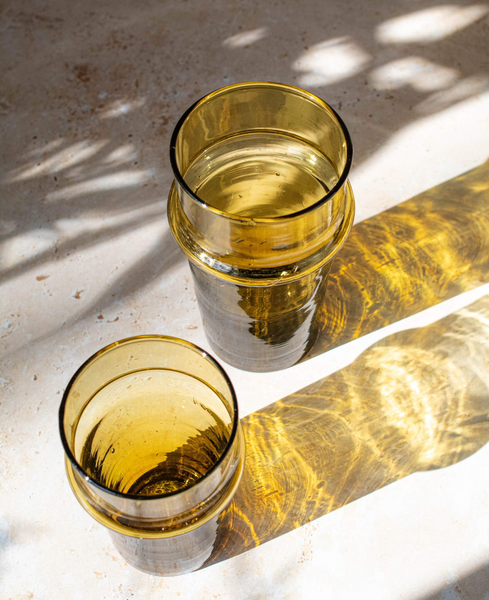 Recycled Moroccan Amber Tumbler Glass, Set of 6