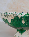 Handmade Tamegroute Bowl - Green (Half-Glazed Splatter)