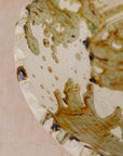 Handmade Tamegroute Pedestal Bowl - Ochre (Half-Glazed Splatter)