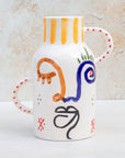 Handmade Moroccan Visage Vase - Green Stripe