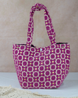 Moroccan Brocade Velvet and Gold Threads Tote Bag in Purple