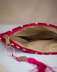 Tassel Clutch in Red - Sleek Party Purse with Zip