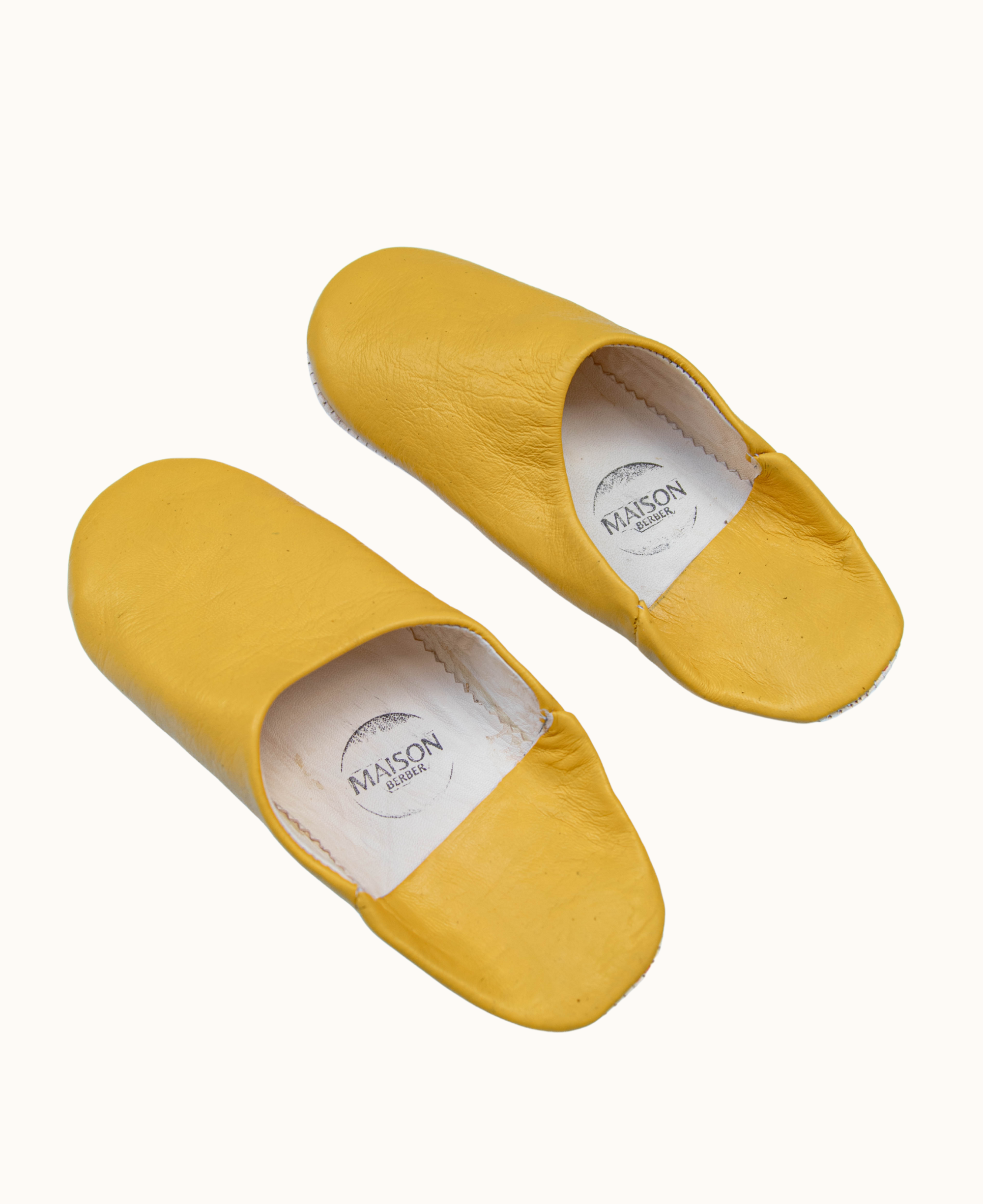 Moroccan Babouche Slippers, Yellow