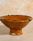 Handmade Tamegroute Ochre Pedestal Bowl – Scalloped Rim