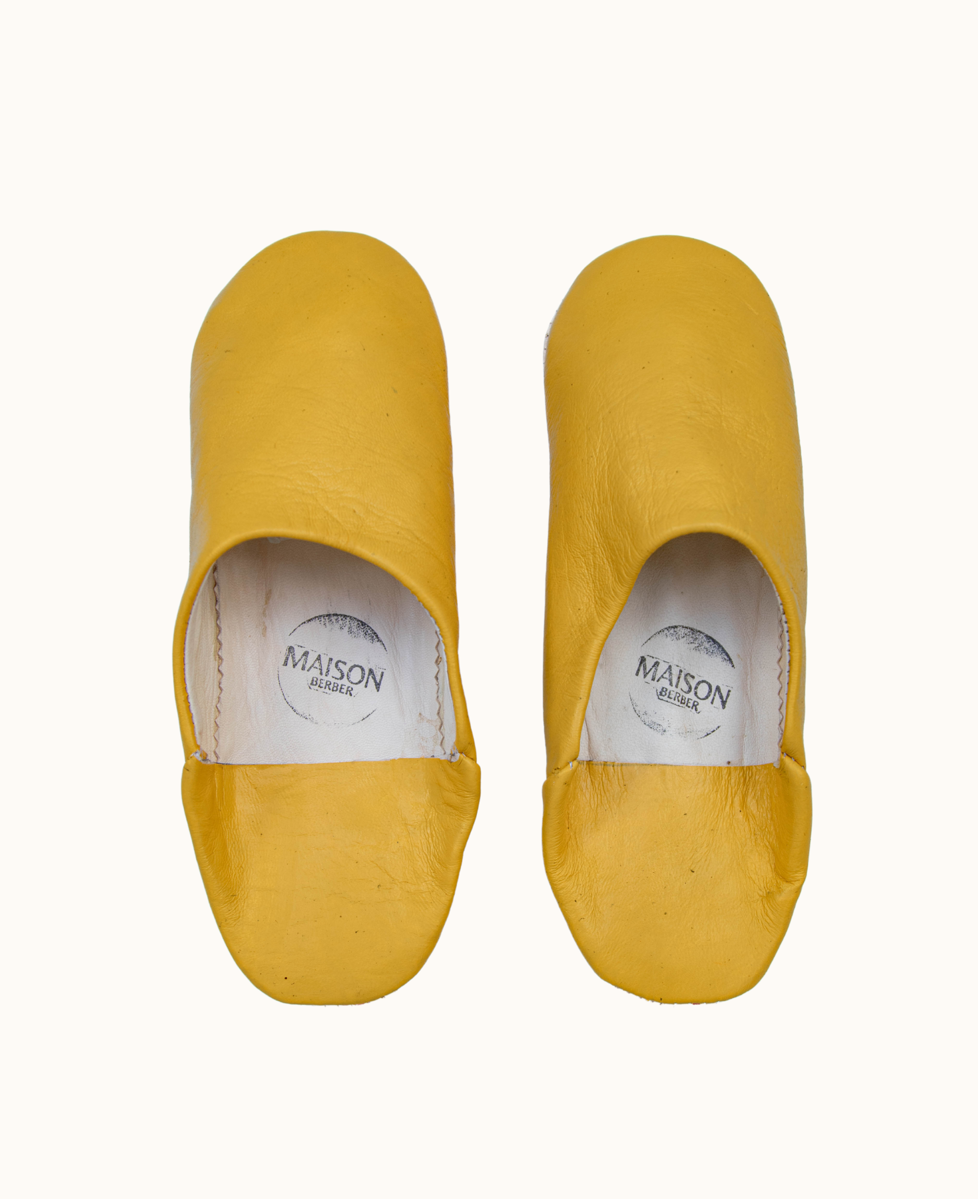 Moroccan Babouche Slippers, Yellow
