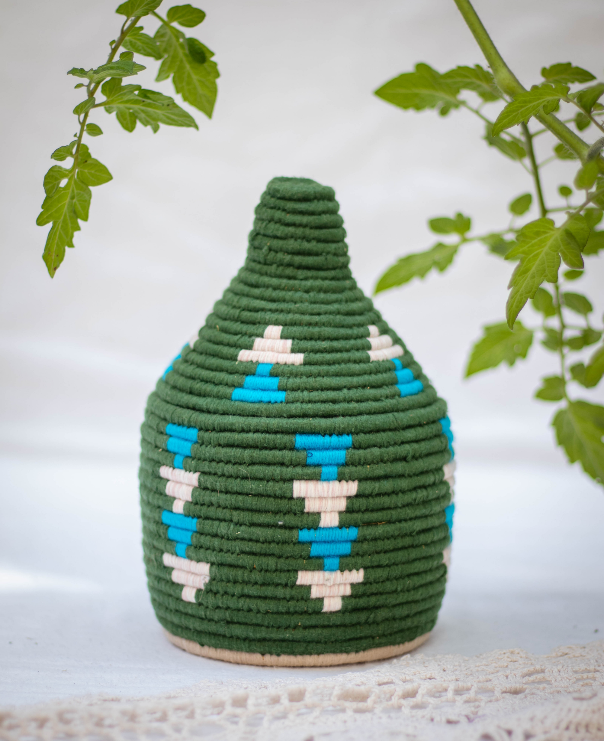 Hand-Woven Moroccan Wool Pot - 026