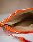Tassel Clutch in Orange - Sleek Party Purse with Zip