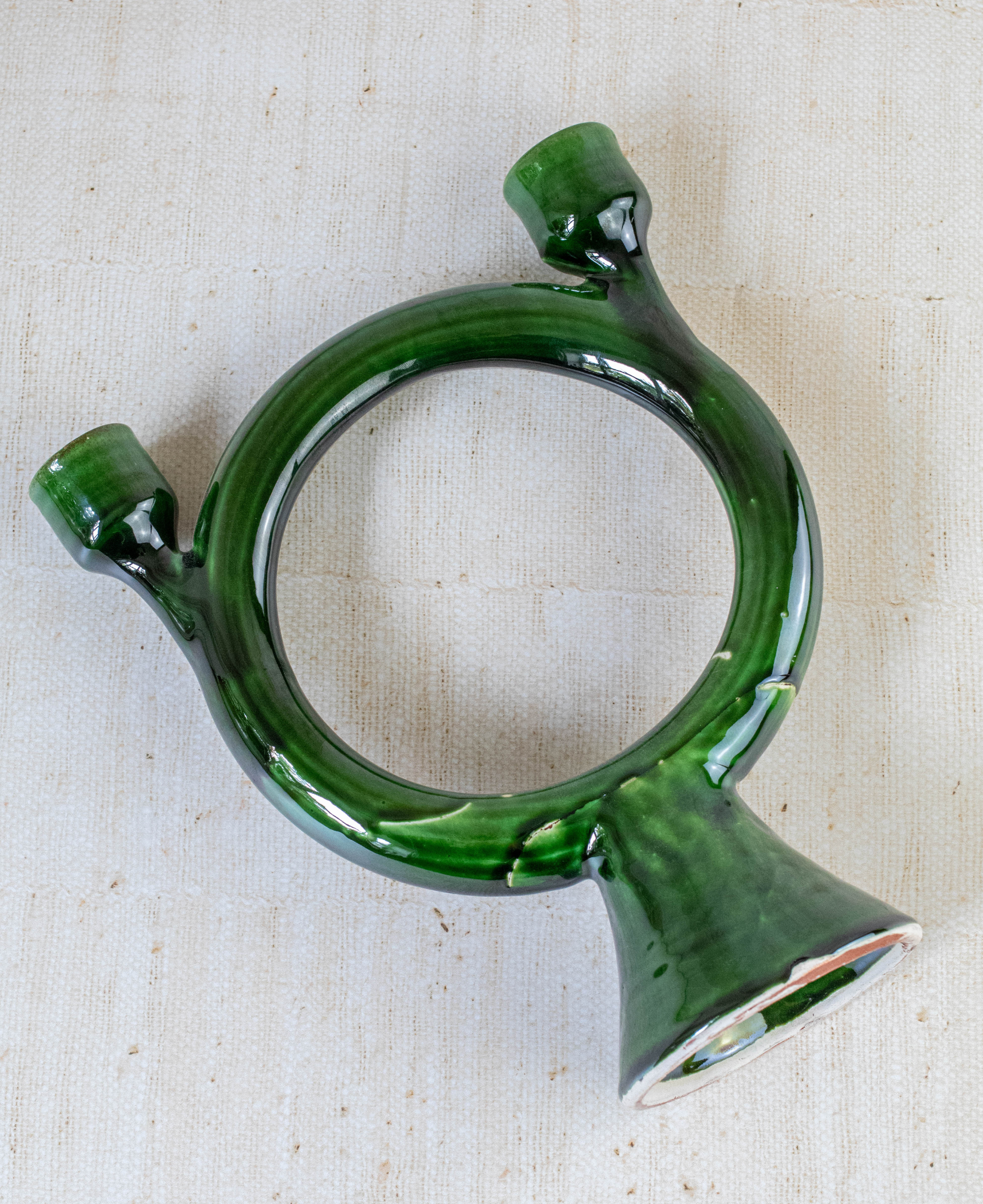Tamegroute Shaded Green Ceramic Candlestick Holder