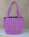 Moroccan Brocade Velvet and Gold Threads Tote Bag in Fuchsia