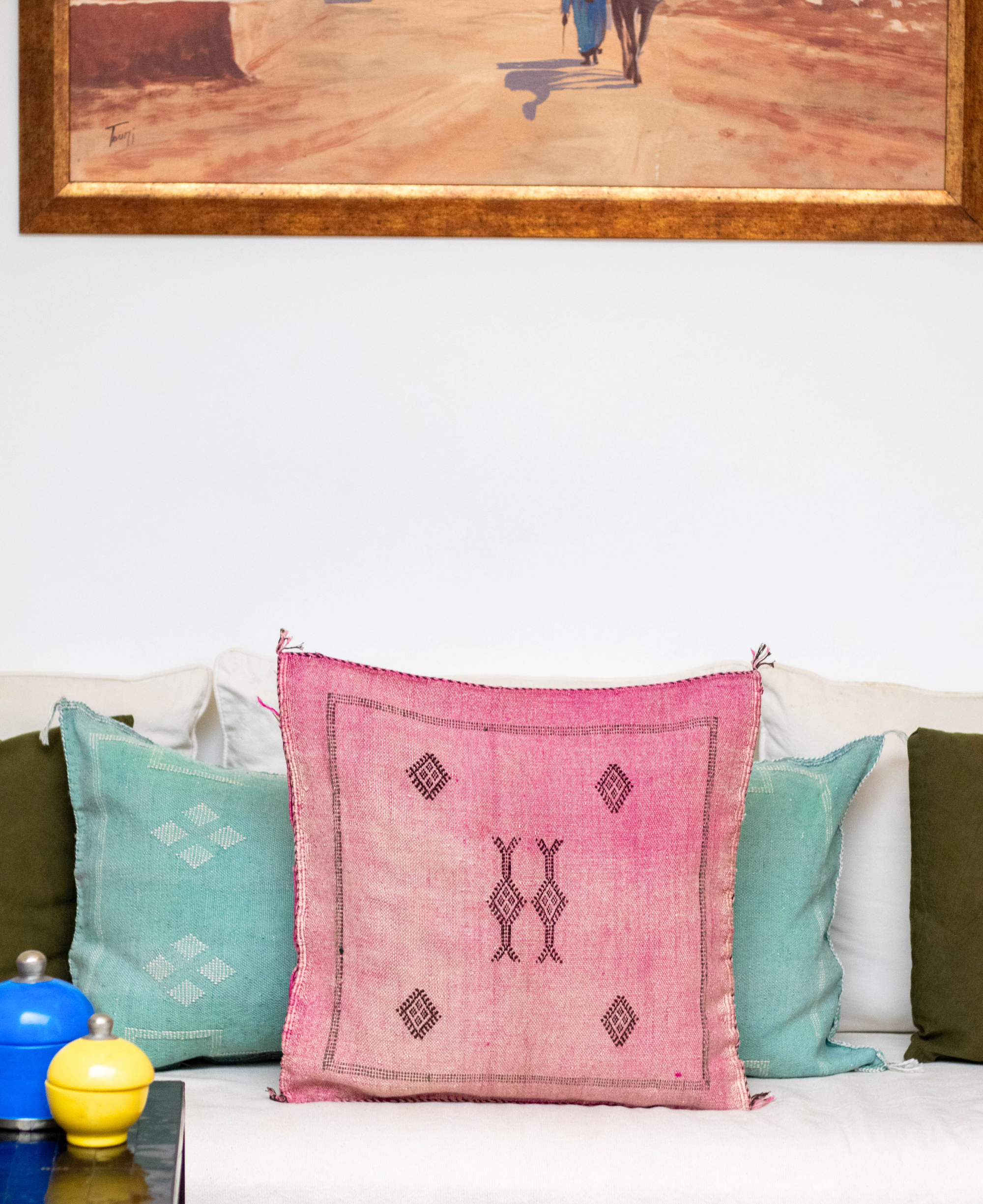 Handmade Moroccan Cactus Silk Cushion Cover - 18