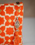 Tassel Clutch in Orange - Sleek Party Purse with Zip