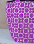 Moroccan Brocade Velvet and Gold Threads Tote Bag in Fuchsia