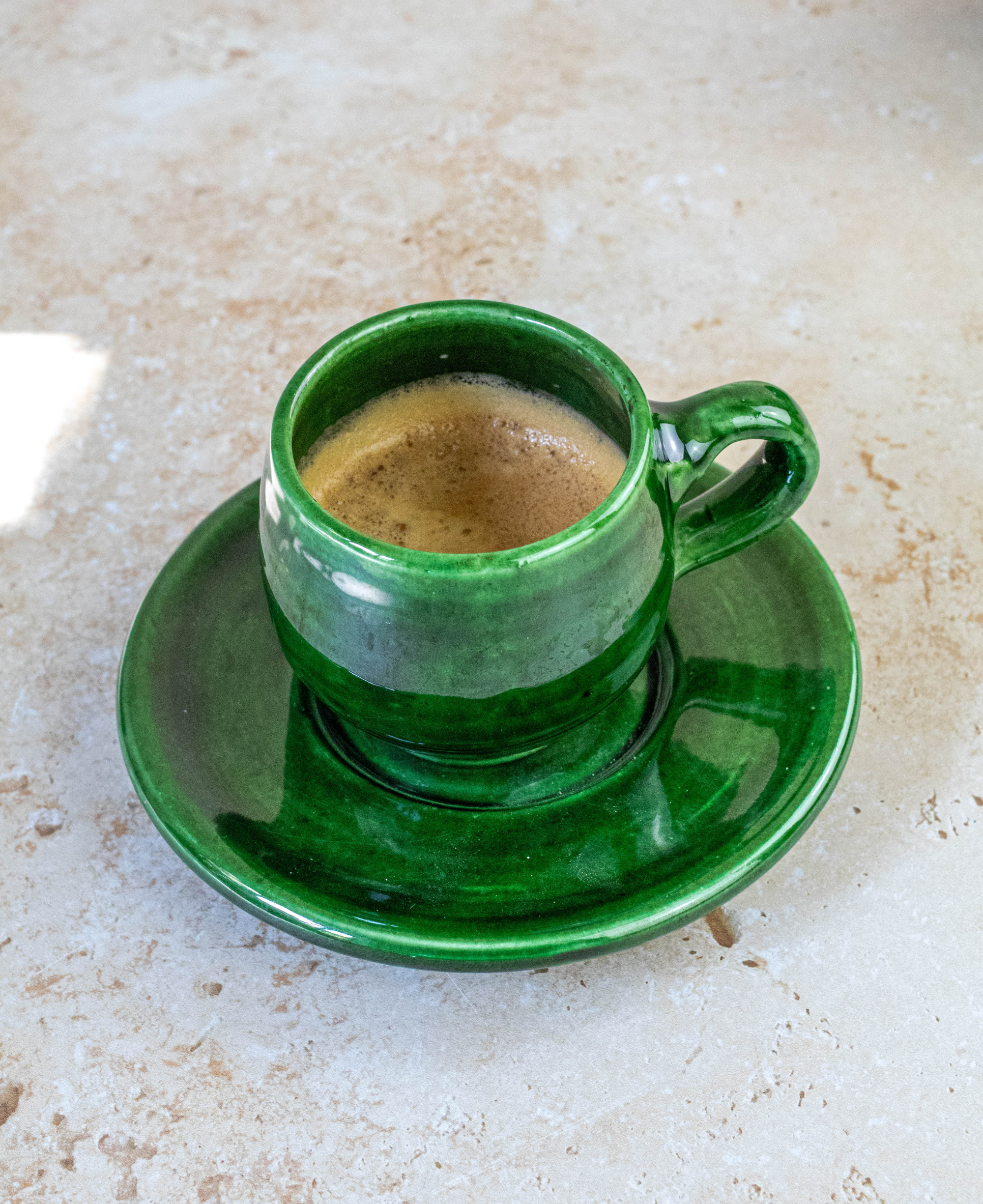 Tazekka Green Moroccan Ceramic Espresso Set