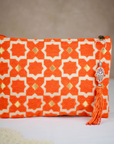Tassel Clutch in Orange - Sleek Party Purse with Zip