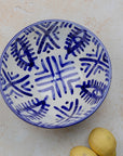 Handmade Moroccan Berber Eye Pedestal Bowl - Blue