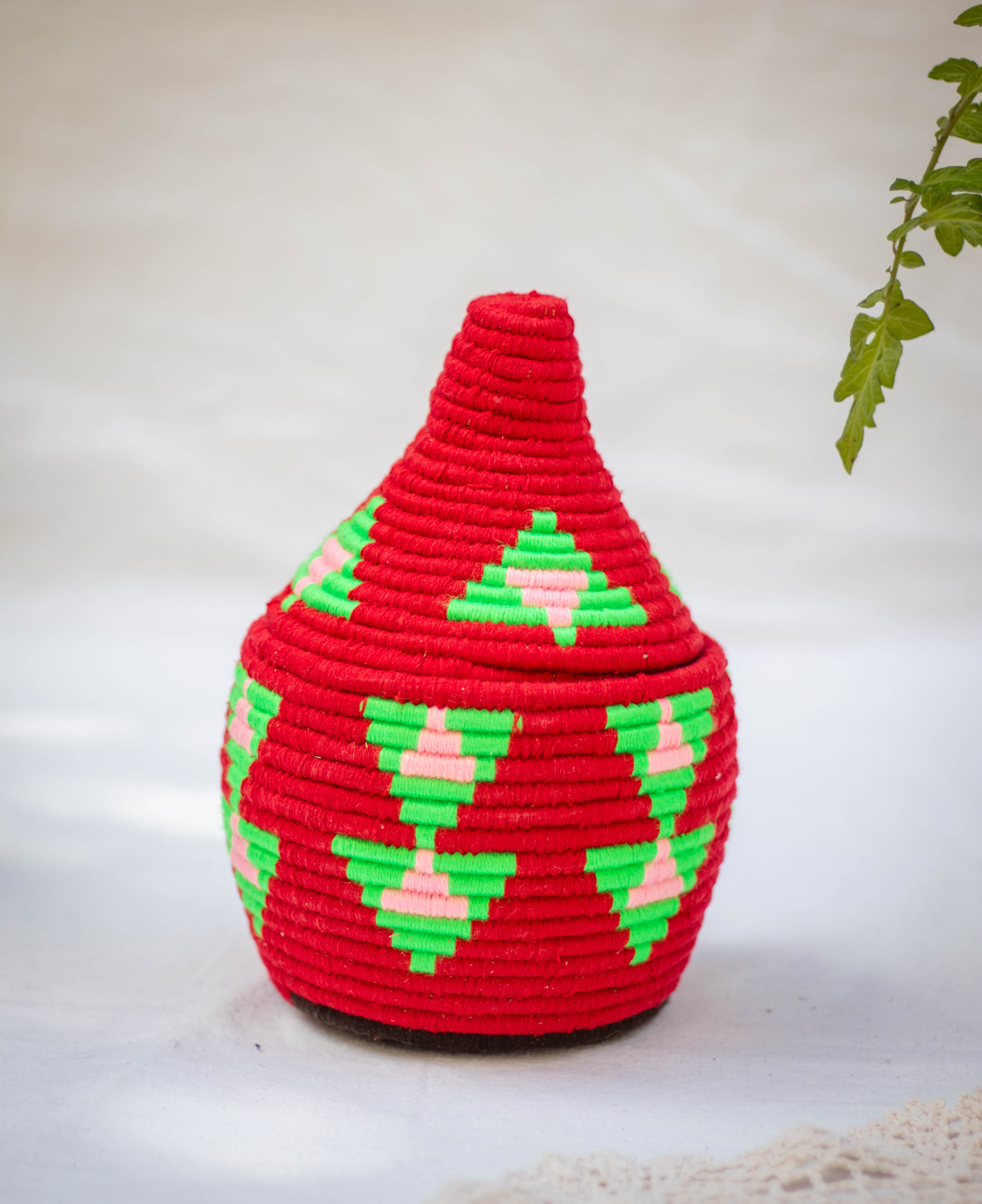 Hand-Woven Moroccan Wool Pot - 028