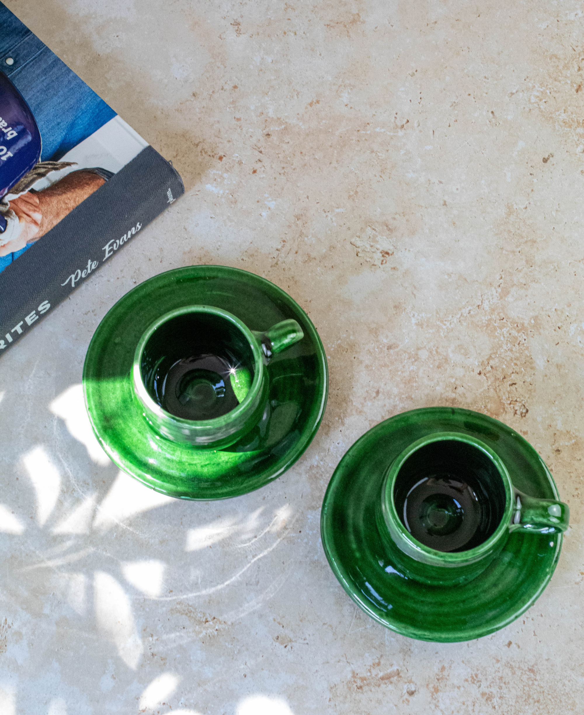 Tazekka Green Moroccan Ceramic Espresso Set