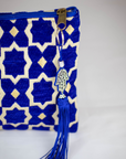Tassel Clutch in Blue - Sleek Party Purse with Zip